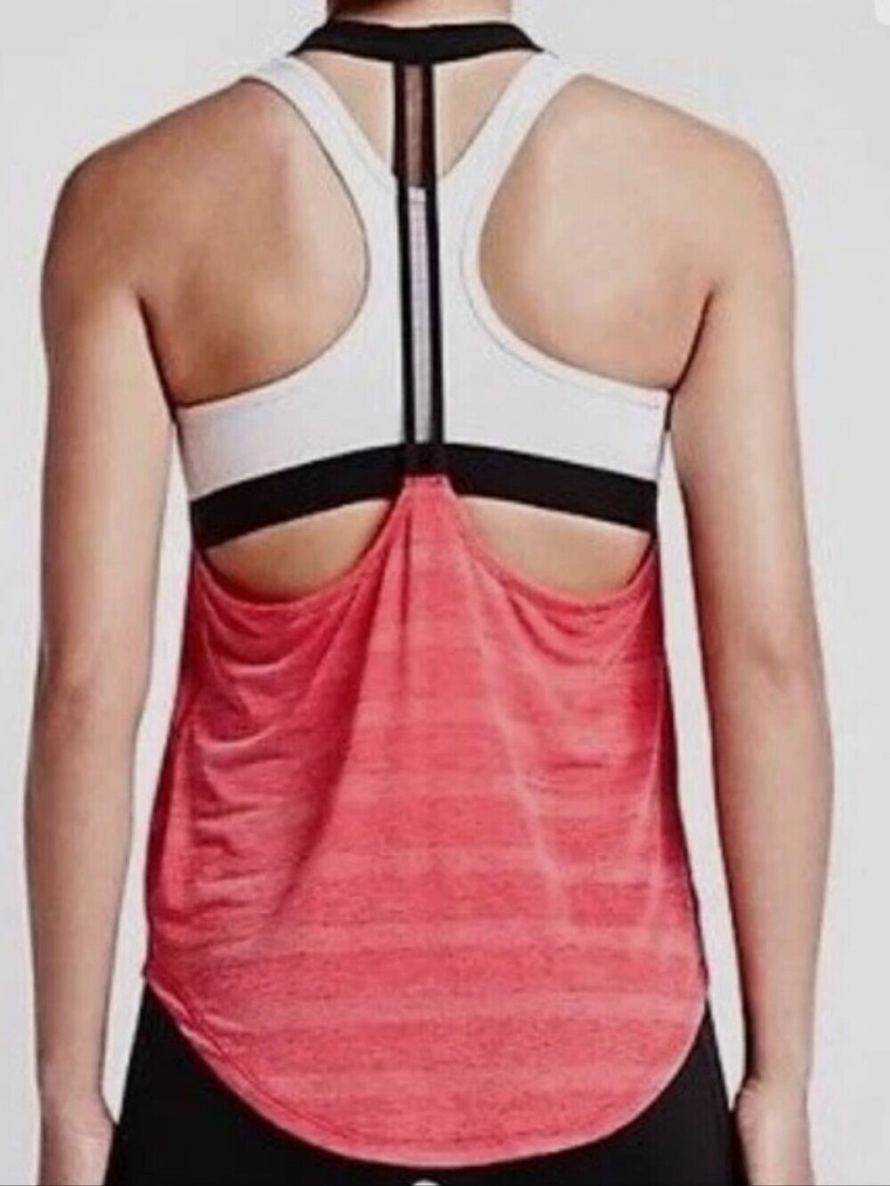 Nike Dri-Fit Tank Top. Heathered Orangy-Red. Light Grey. Black. Stripes. Size L. - Picture 2 of 11